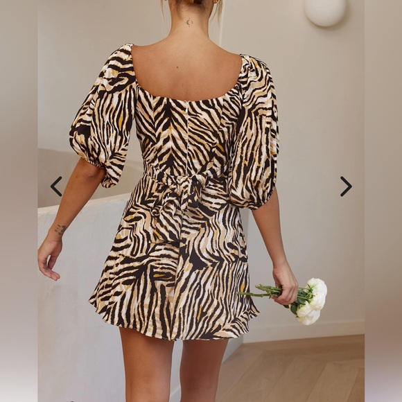 Selfie Leslie mini dress
Zebra Print Puff Sleeve Dress - Picture 4 of 4